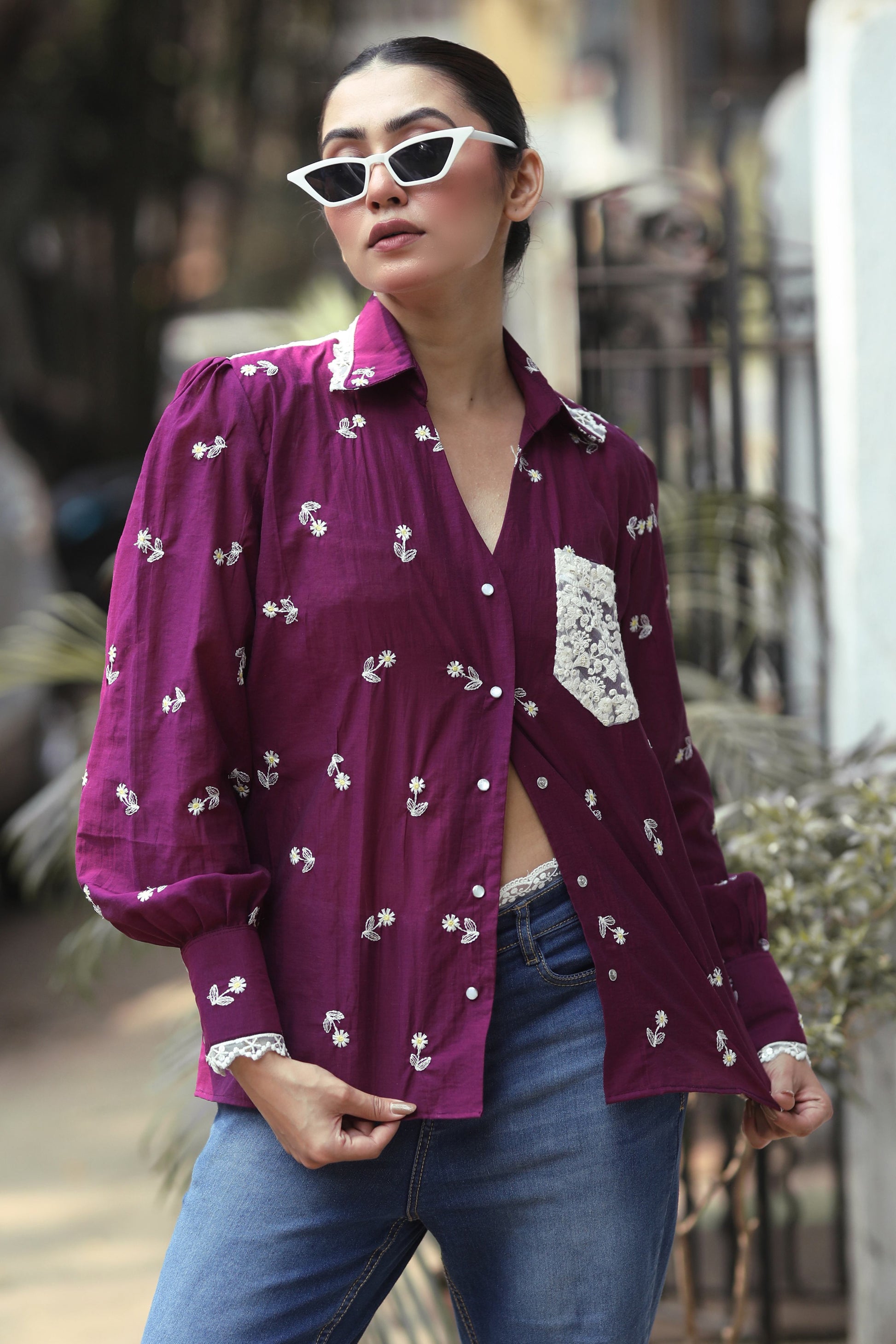 Kala Khatta shirt by 66aura featuring a vibrant, patterned fabric with a traditional design and a casual, comfortable fit.