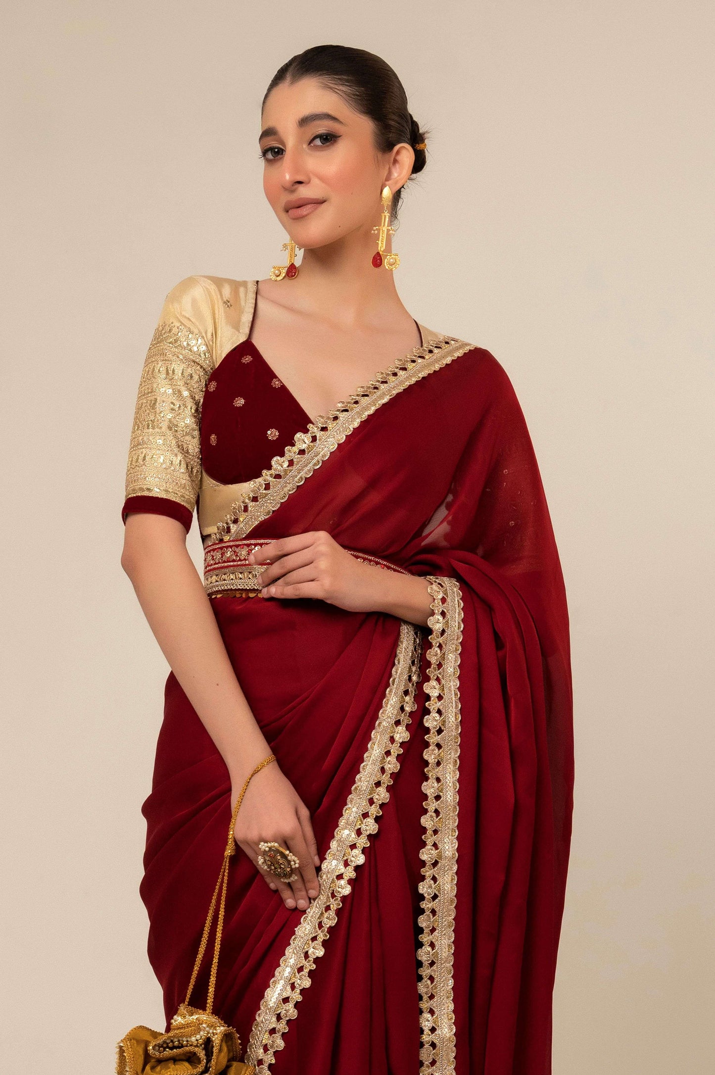 MOOD MUSE SAREE WITH CHERRY VANILLA BLOUSE - 66Aura