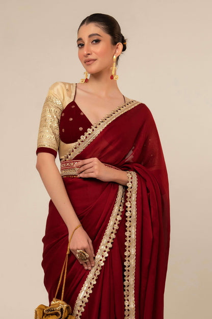 MOOD MUSE SAREE WITH CHERRY VANILLA BLOUSE - 66Aura