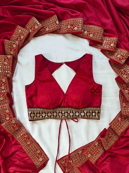 OOMPH AURA SAREE WITH BERRY AURA SLEEVELESS BLOUSE