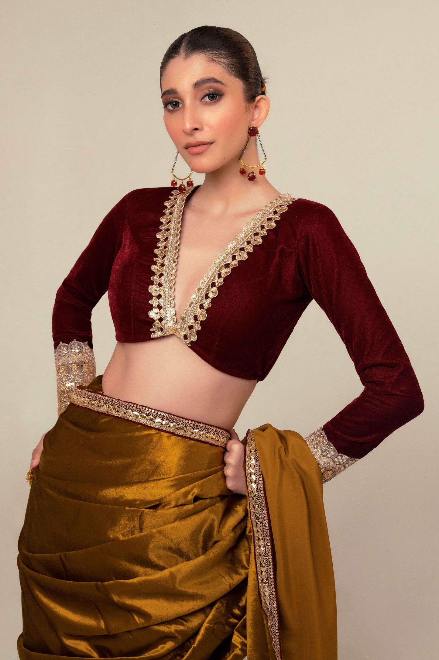 OXBLOOD EDGE BLOUSE - 66Aura