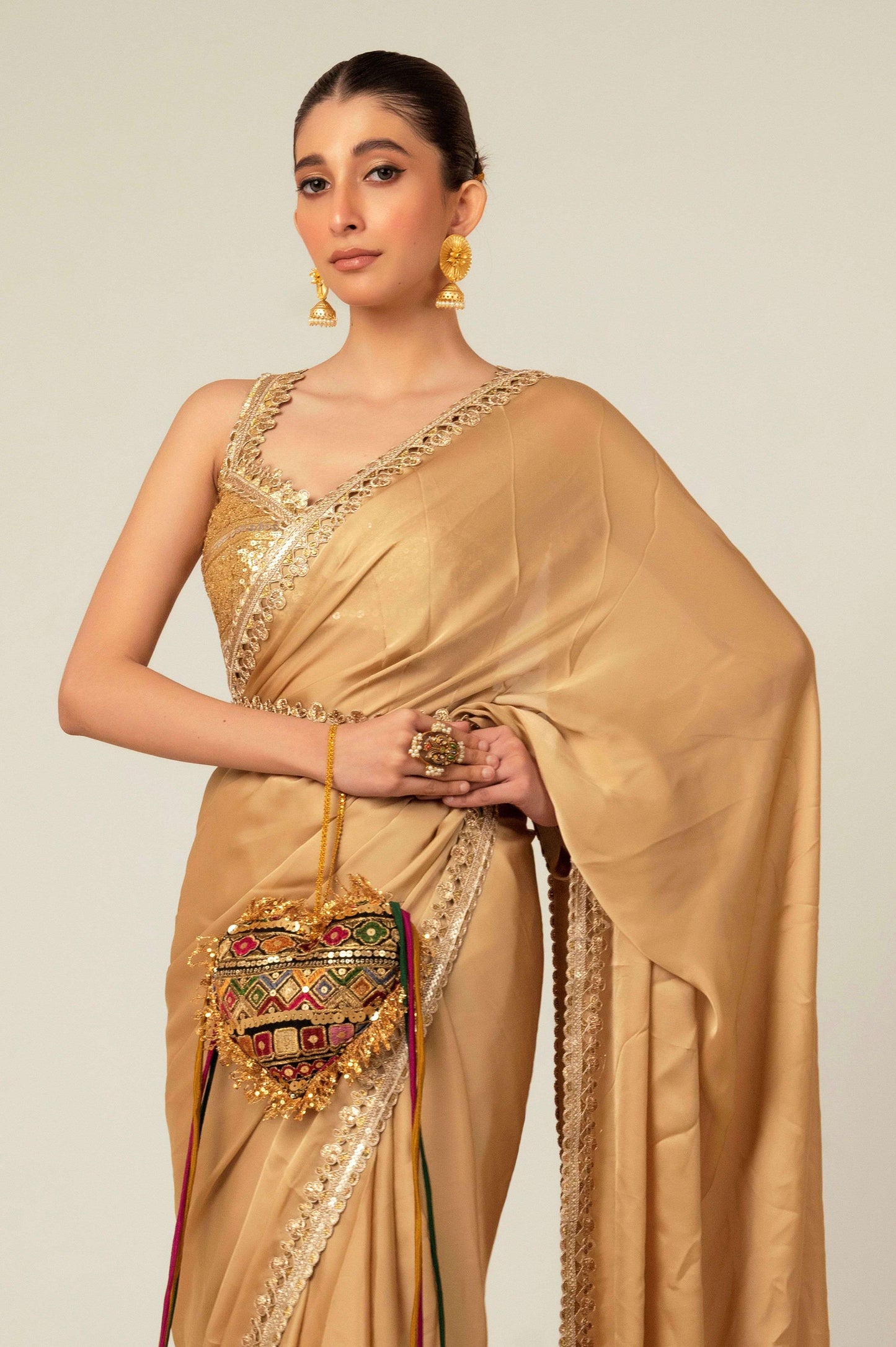SEQUIN SPARK SAREE WITH LIME LIGHT BLOUSE - 66Aura