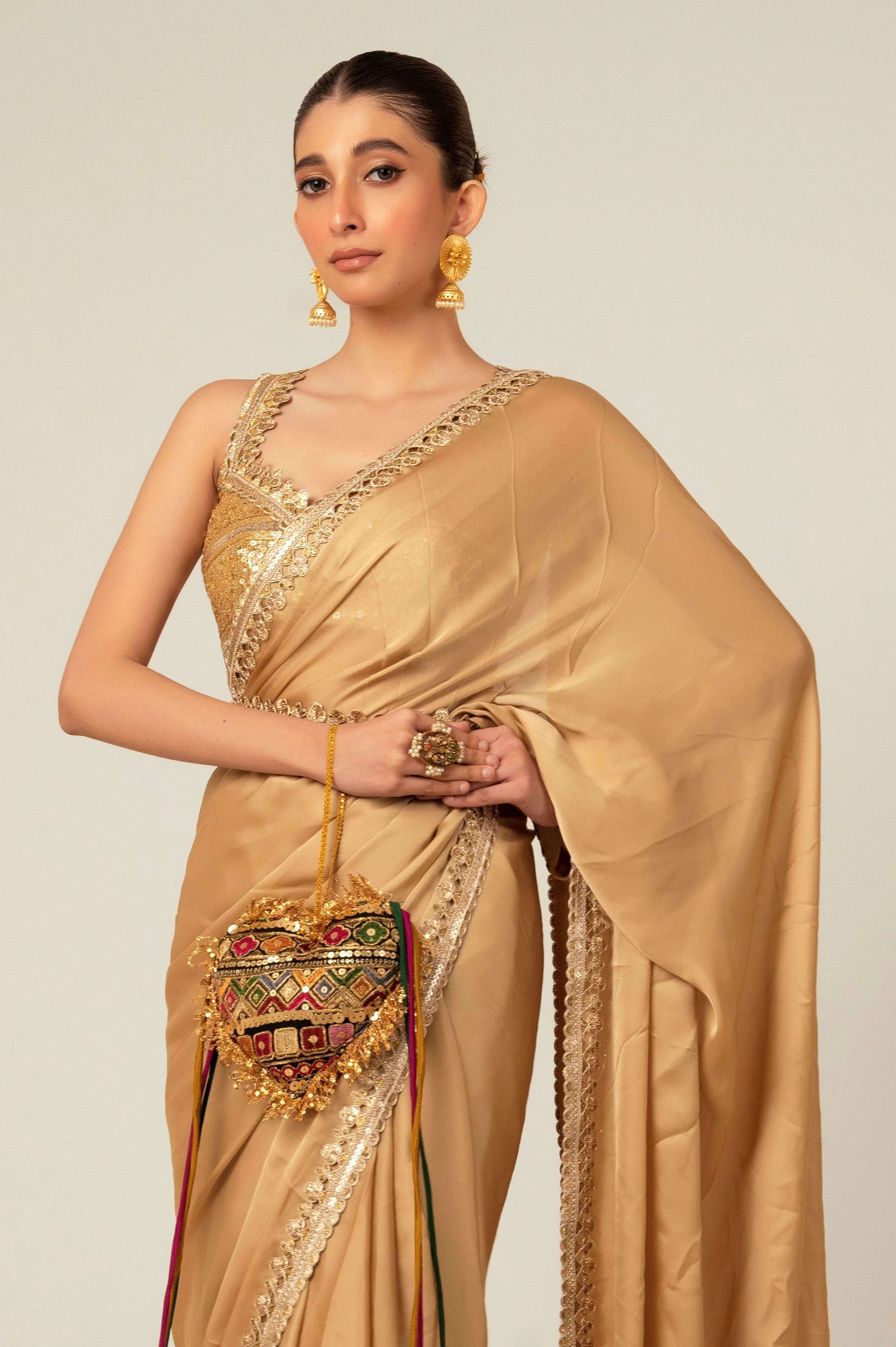 SEQUIN SPARK SAREE WITH LIME LIGHT BLOUSE - 66Aura