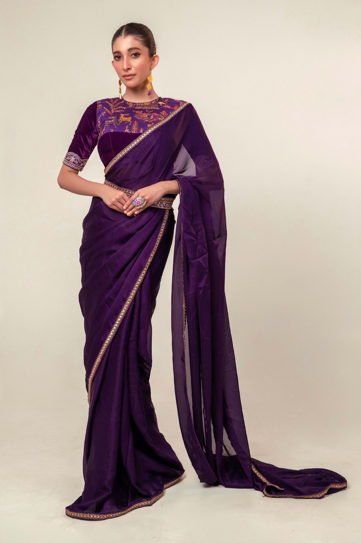BOLD BLOOM SAREE - 66Aura