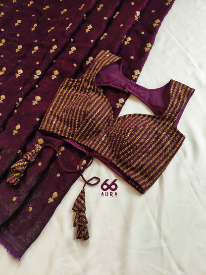 CELEBRATION AURA SAREE WITH MULBERRY AURA SLEEVELESS BLOUSE