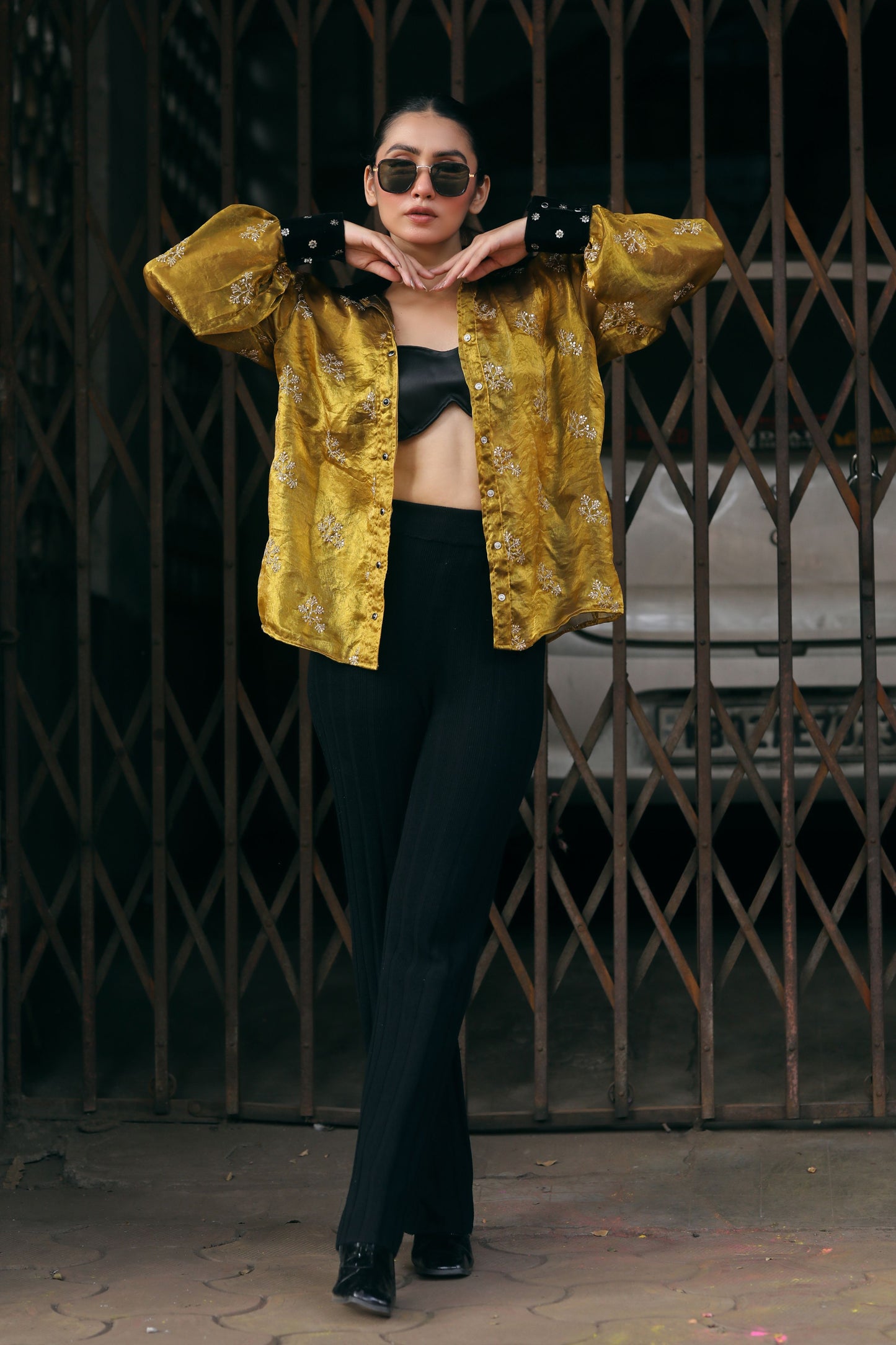 Black LEVEL UP shirt by 66aura displayed flat with front view, showcasing the graphic design and casual fit.