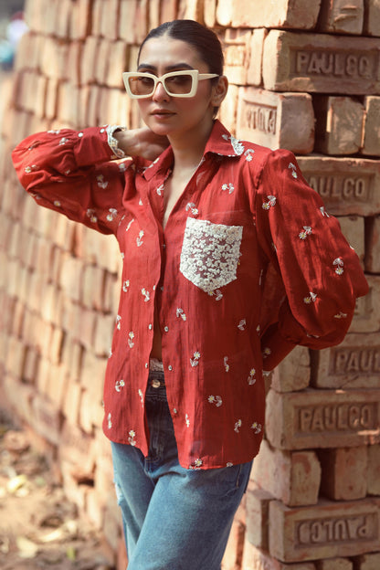 Pumpkin Spice shirt by 66aura featuring autumn-themed design and cozy fall fashion style, shown in a close-up view.