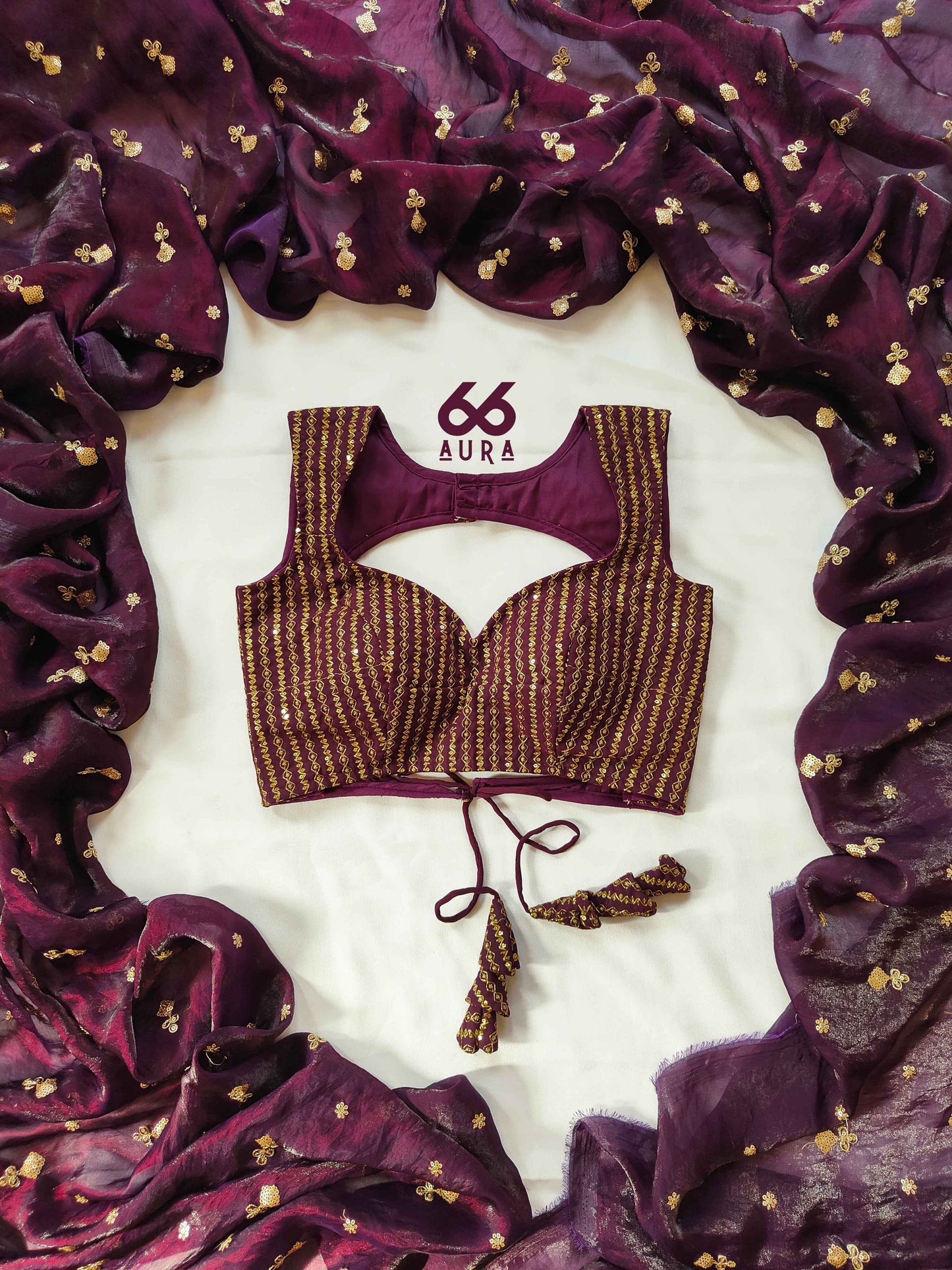 CELEBRATION AURA SAREE WITH MULBERRY AURA SLEEVELESS BLOUSE