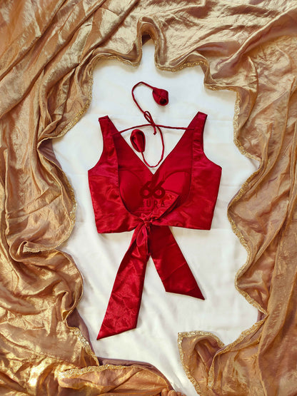 SHEEN AURA SAREE WITH ROSEWOOD AURA SLEEVELESS BLOUSE