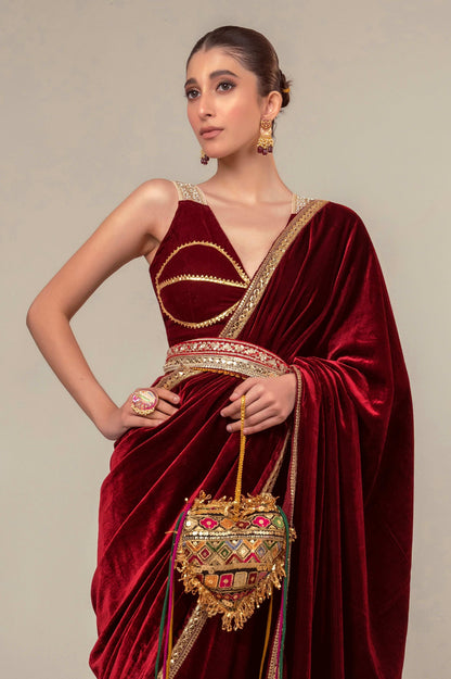 RUBY RUSH SAREE WITH MULBERRY MIST BLOUSE - 66Aura