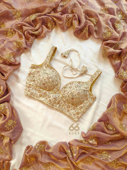 GLITZ AURA SAREE WITH GLAM AURA SLEEVELESS BLOUSE