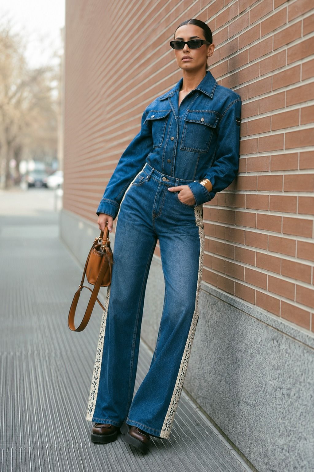 Slim-fit ROMCOM jeans by 66aura featuring classic five-pocket design and dark denim fabric.