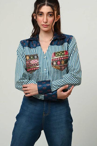 INDIGO ICON SHIRT - 66Aura