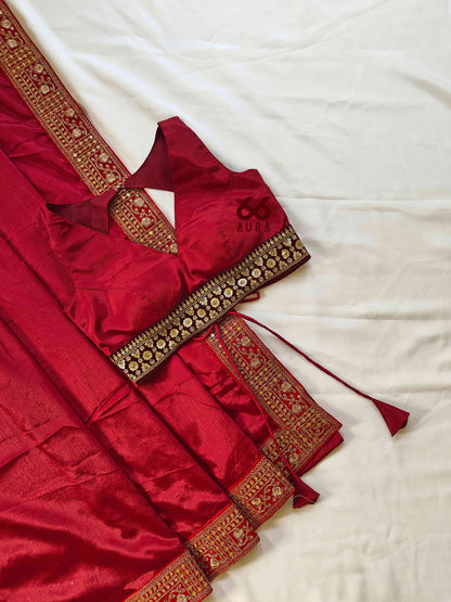 OOMPH AURA SAREE WITH BERRY AURA SLEEVELESS BLOUSE