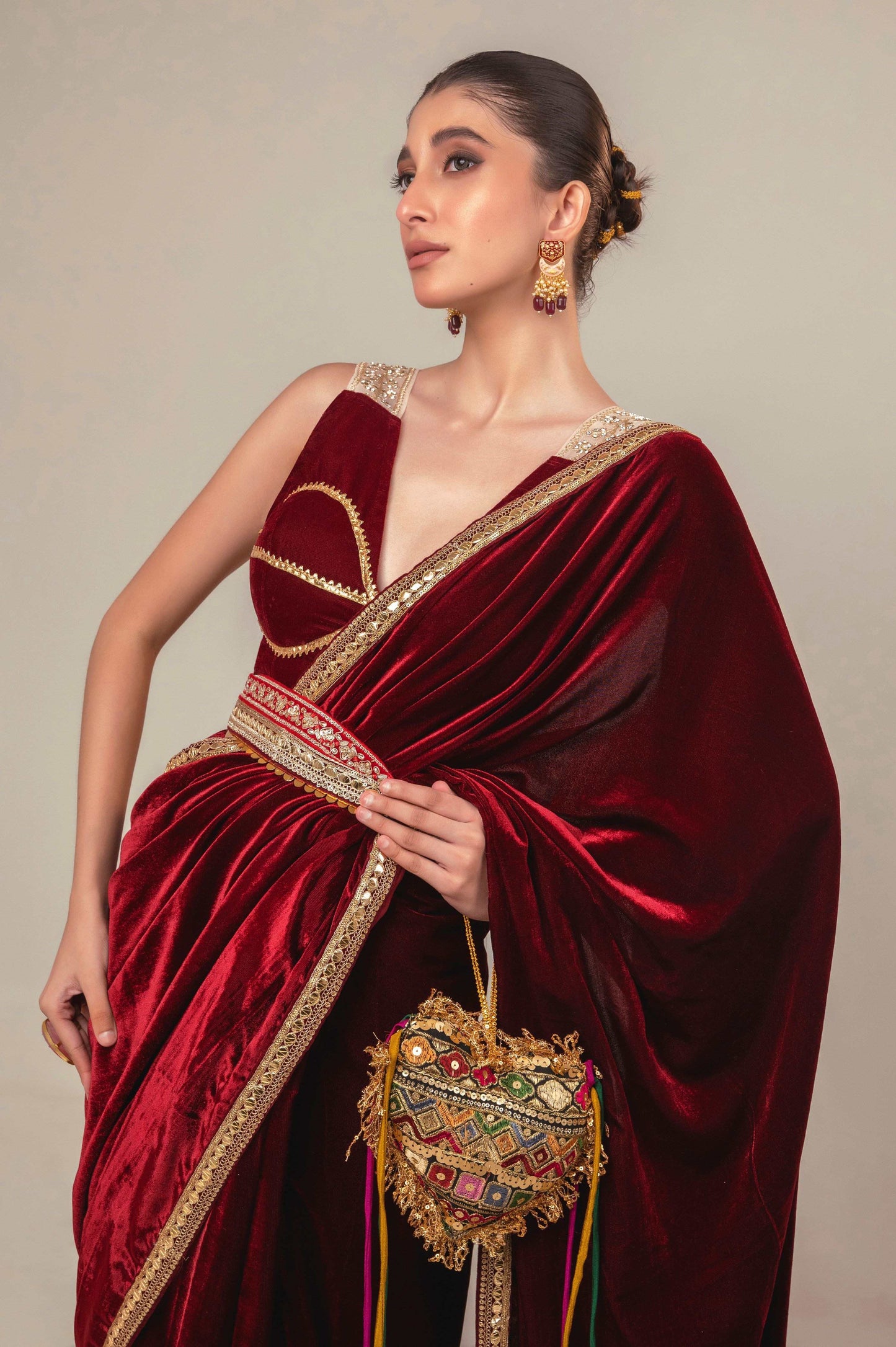 RUBY RUSH SAREE WITH MULBERRY MIST BLOUSE - 66Aura
