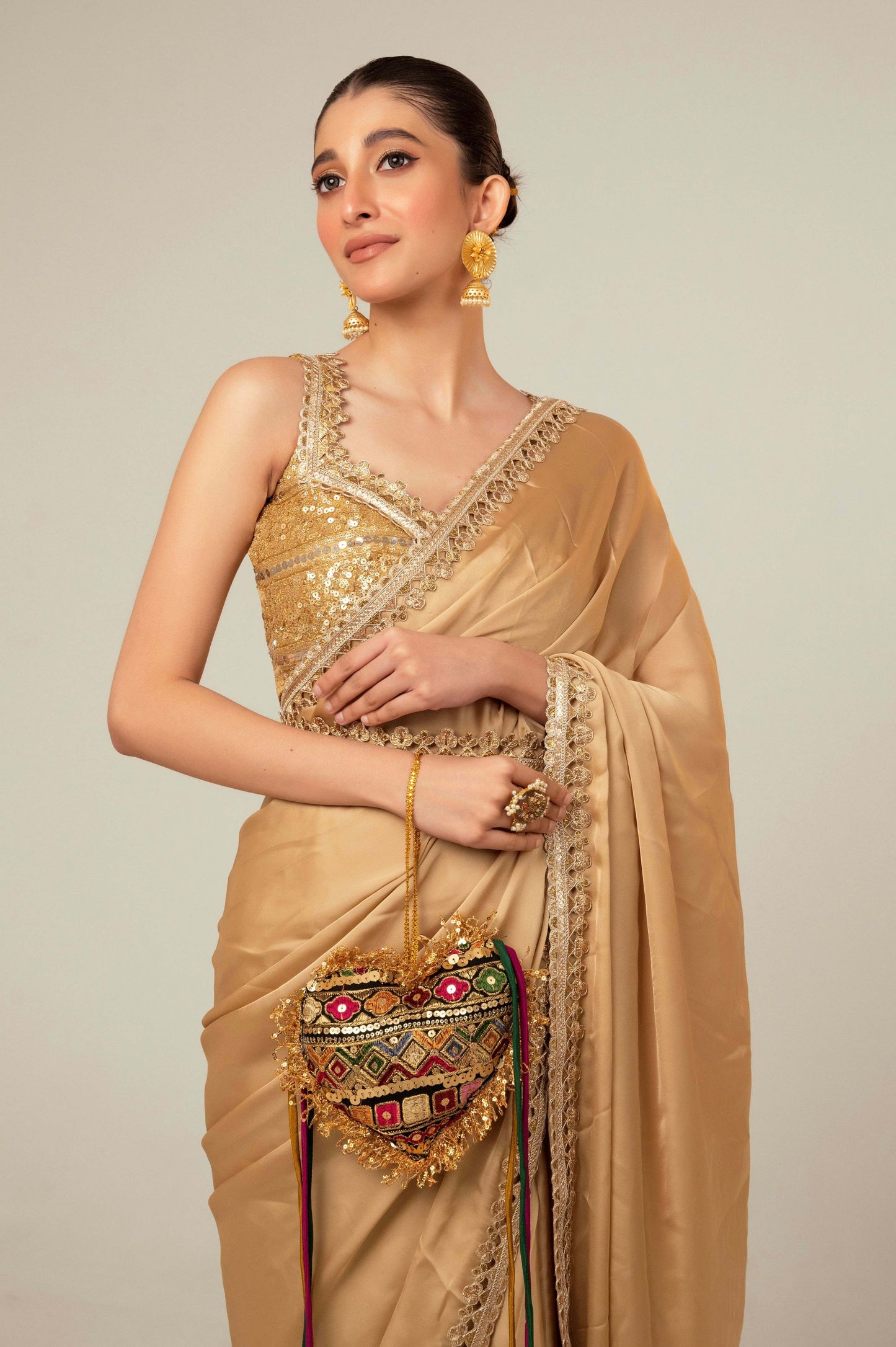 SEQUIN SPARK SAREE WITH LIME LIGHT BLOUSE - 66Aura