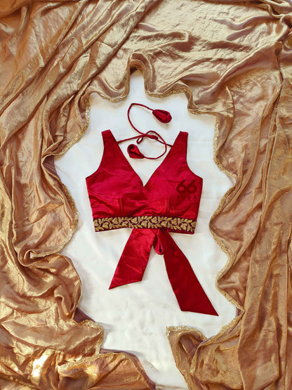 SHEEN AURA SAREE WITH ROSEWOOD AURA SLEEVELESS BLOUSE