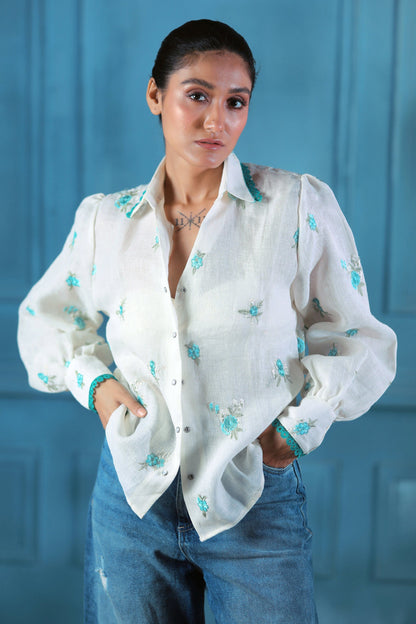 Oversized Chill Charm shirt by 66aura in soft fabric, shown in a relaxed fit with a casual, laid-back style.