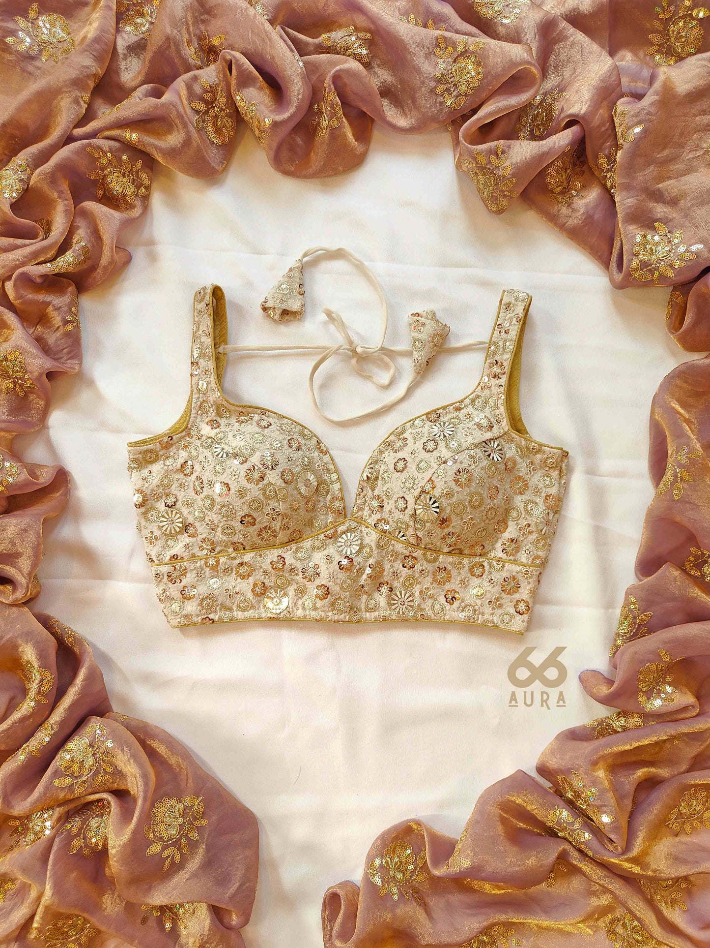 GLITZ AURA SAREE WITH GLAM AURA SLEEVELESS BLOUSE