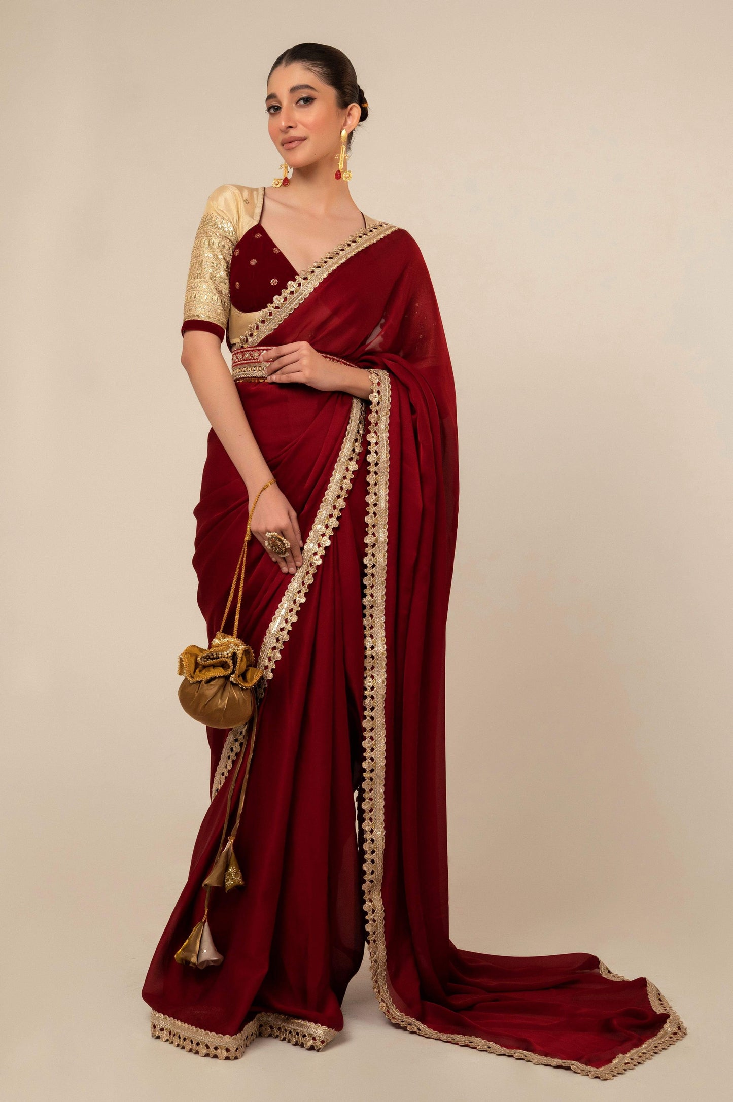 MOOD MUSE SAREE WITH CHERRY VANILLA BLOUSE - 66Aura