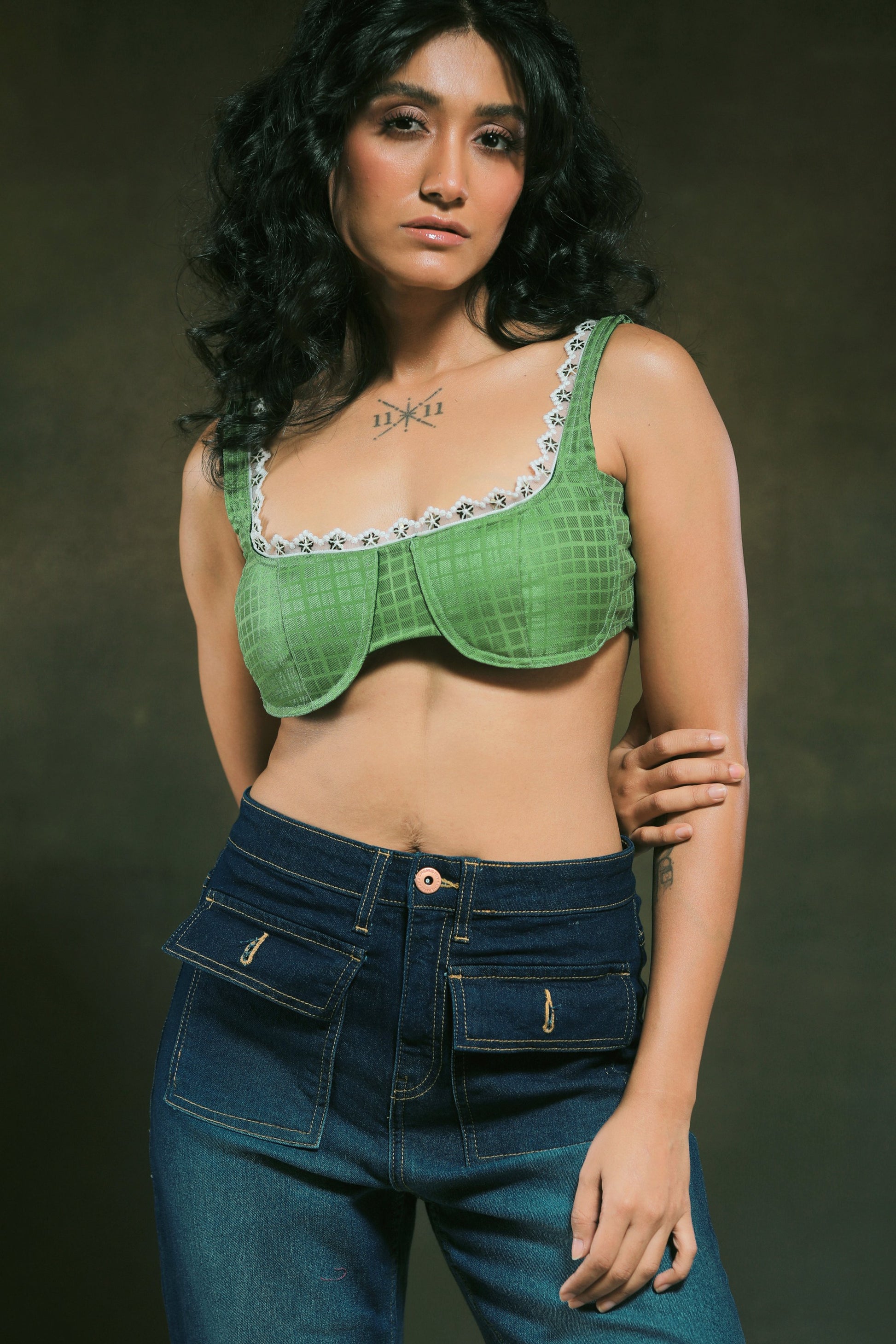 66aura Weekend Wrap Bralette showing soft fabric, wrap design, and adjustable straps on a neutral background.