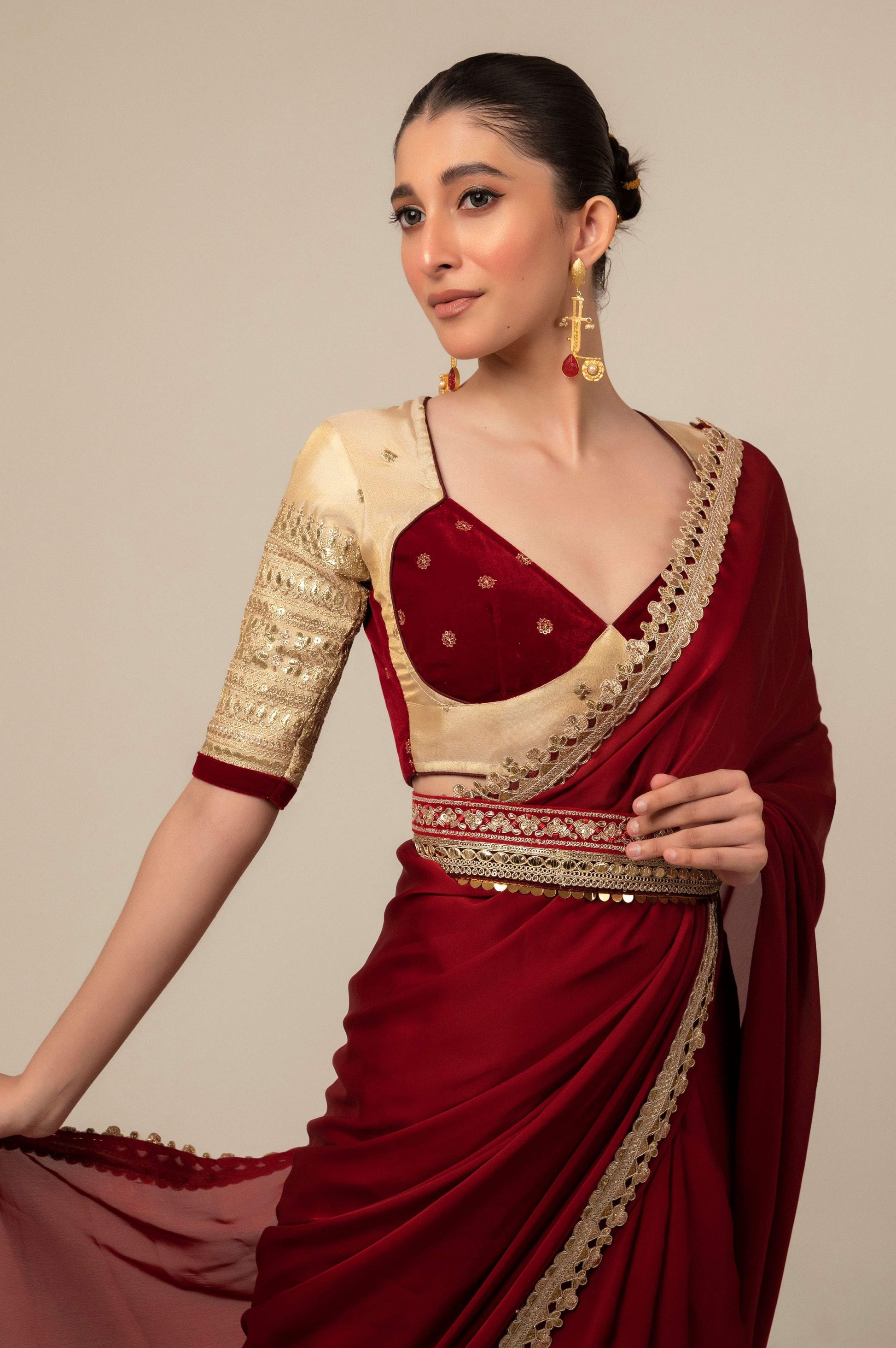MOOD MUSE SAREE WITH CHERRY VANILLA BLOUSE - 66Aura