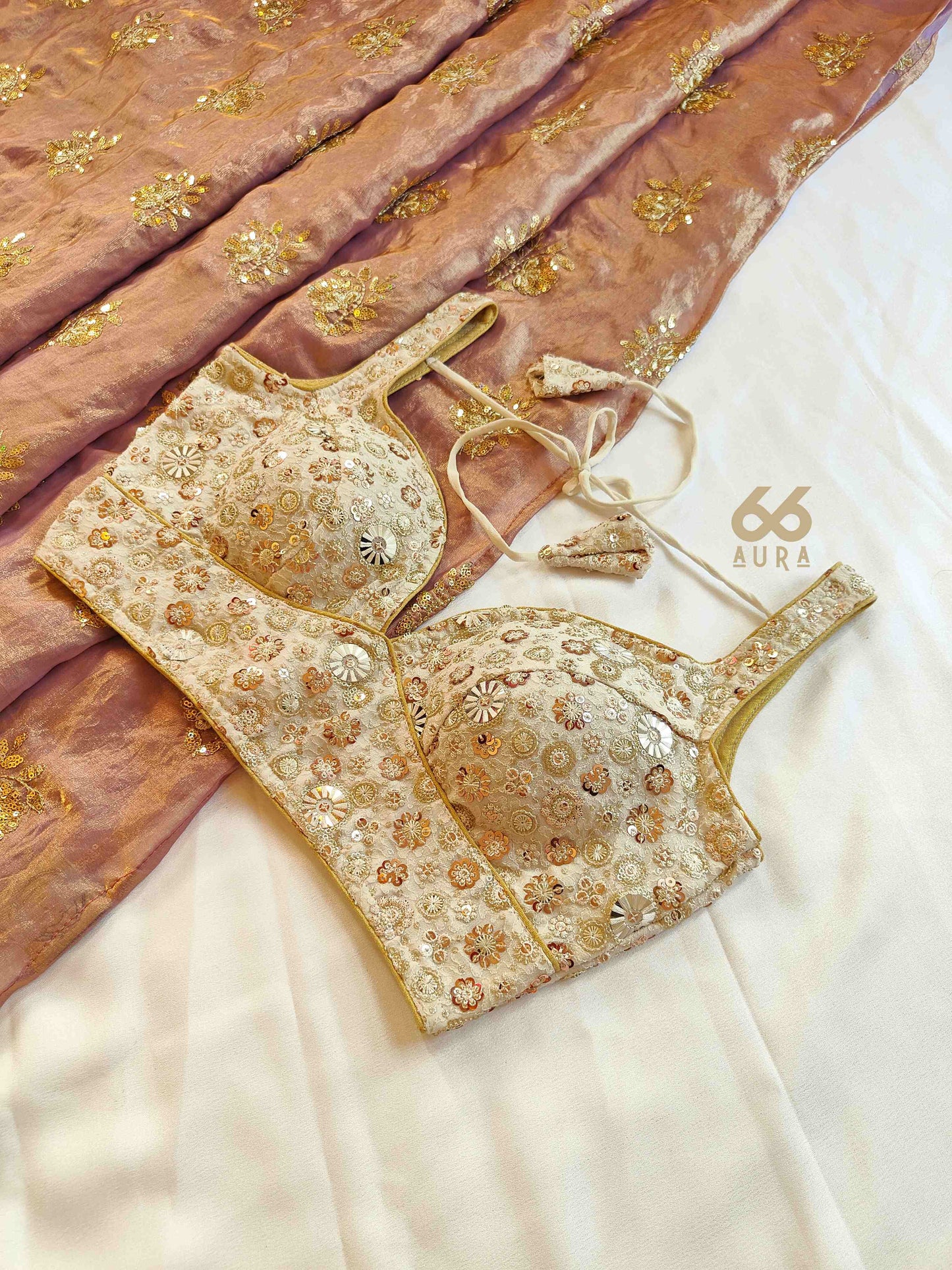 GLITZ AURA SAREE WITH GLAM AURA SLEEVELESS BLOUSE