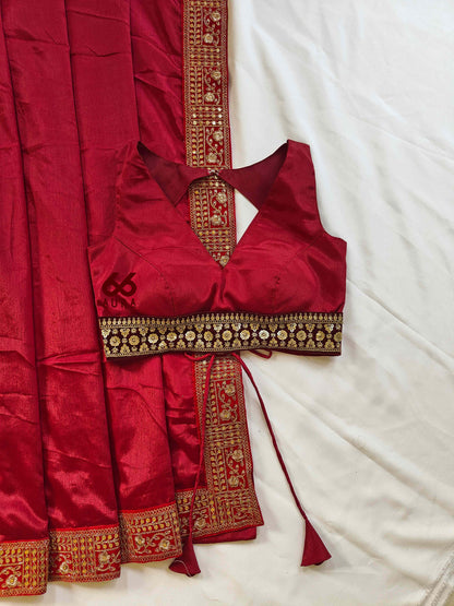 OOMPH AURA SAREE WITH BERRY AURA SLEEVELESS BLOUSE