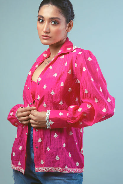 Over-sized PING PING shirt by 66aura featuring a relaxed fit and casual style, shown in a natural fabric with a simple design.