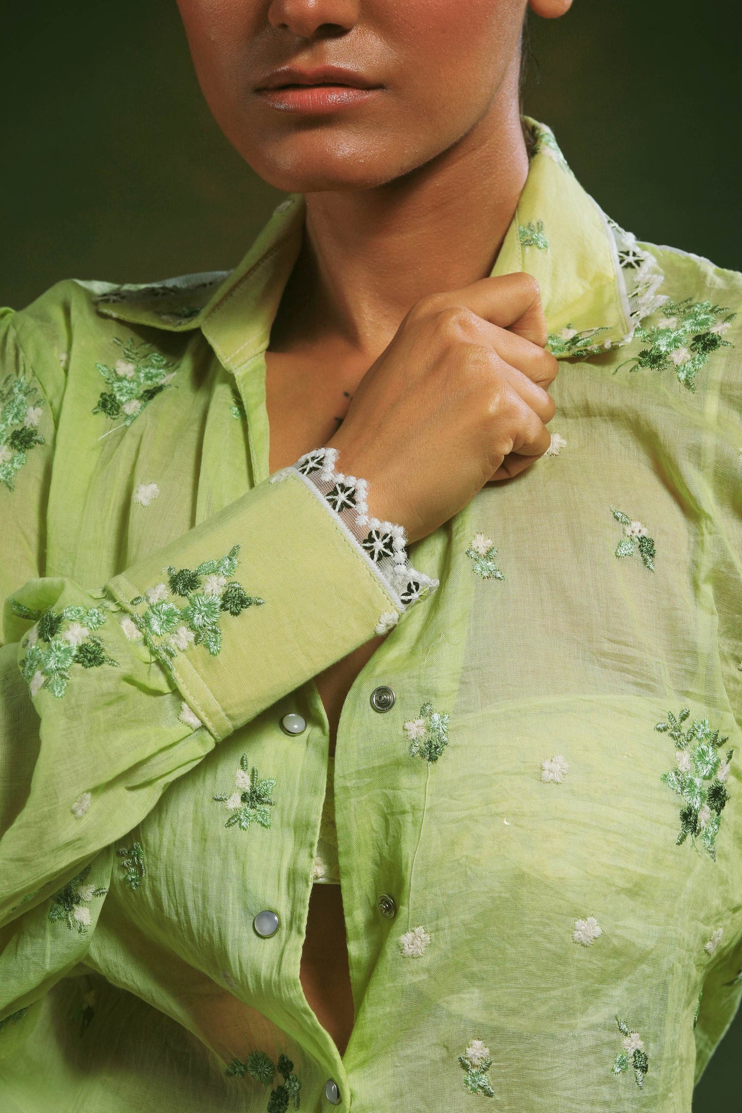 Light mint oversize shirt by 66aura, relaxed fit with long sleeves and a casual, comfortable style perfect for everyday wear.