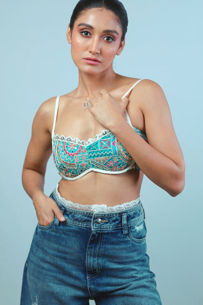 Confetti Cut Bralette by 66aura featuring colorful confetti design, soft fabric, and delicate straps for a stylish, comfortable fit.