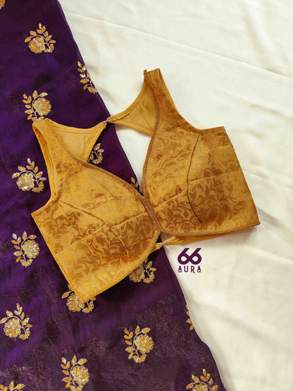 OLD GOLD AURA SLEEVELESS BLOUSE