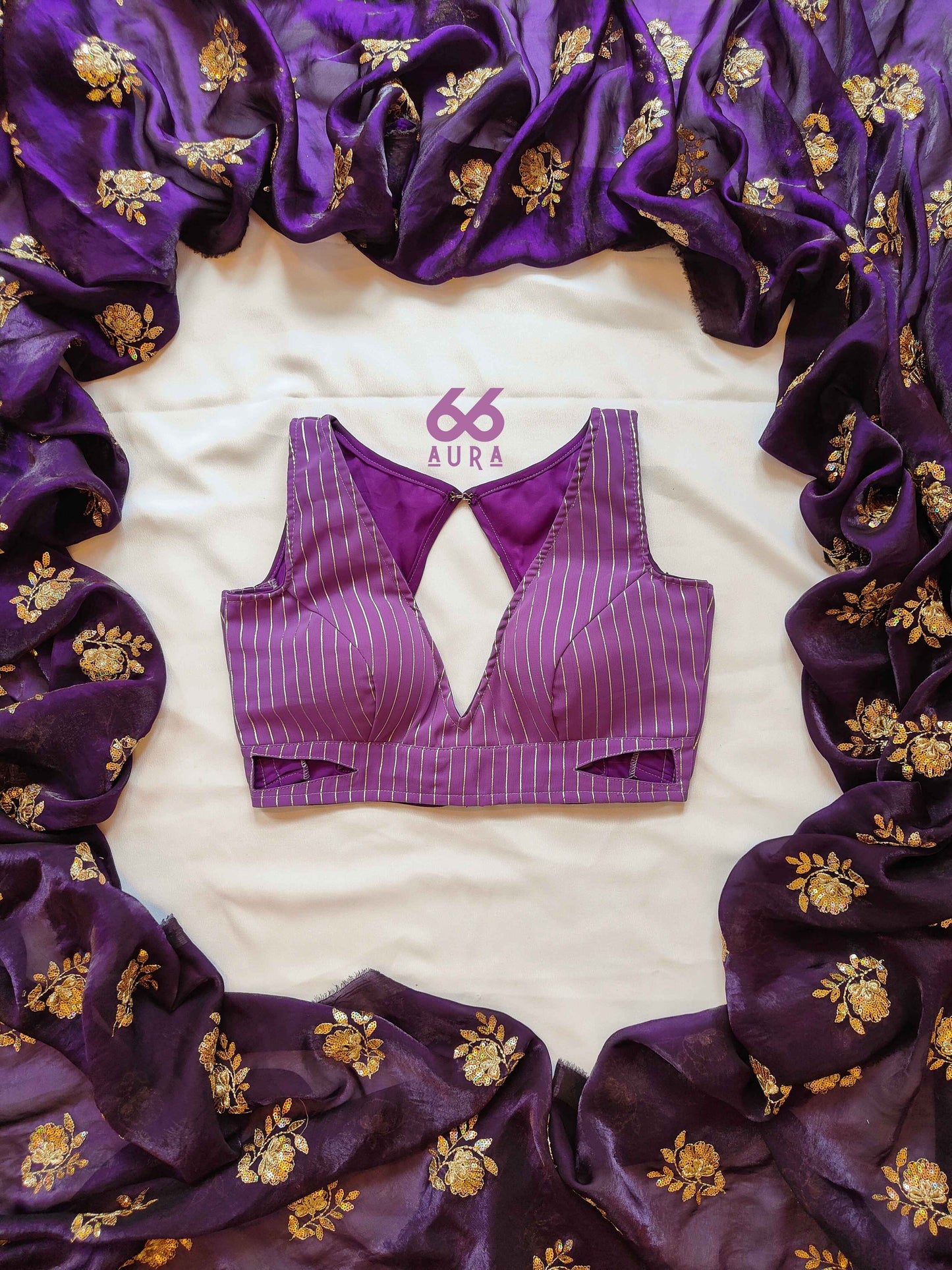 IMPERIAL AURA SAREE WITH WISTERIA  AURA SLEEVELESS BLOUSE