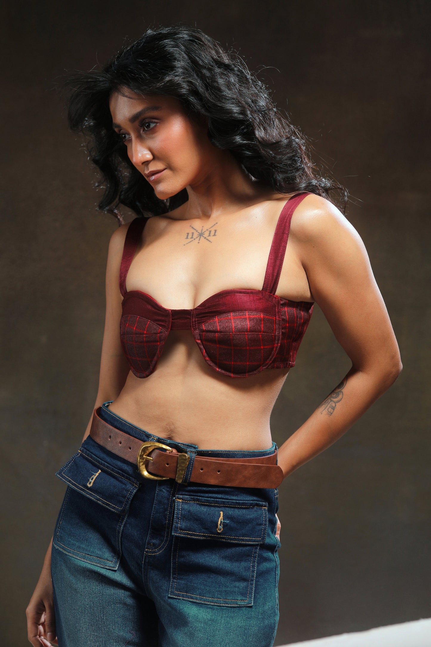 66aura Executive Edge Bralette featuring sleek black fabric, soft cups, and adjustable straps for comfortable wear.