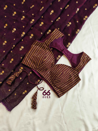 CELEBRATION AURA SAREE WITH MULBERRY AURA SLEEVELESS BLOUSE