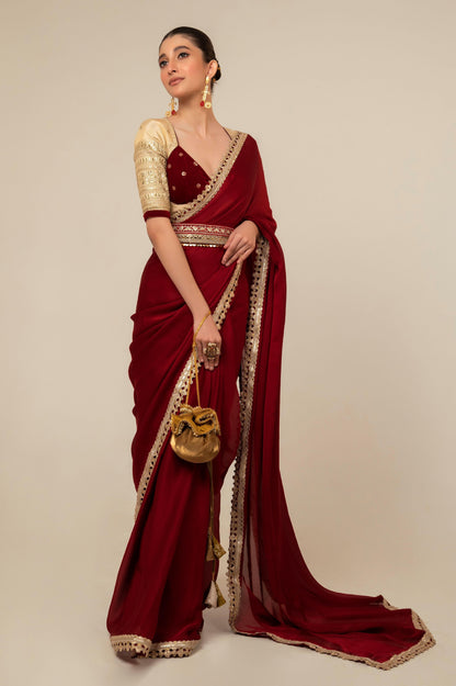 MOOD MUSE SAREE WITH CHERRY VANILLA BLOUSE - 66Aura