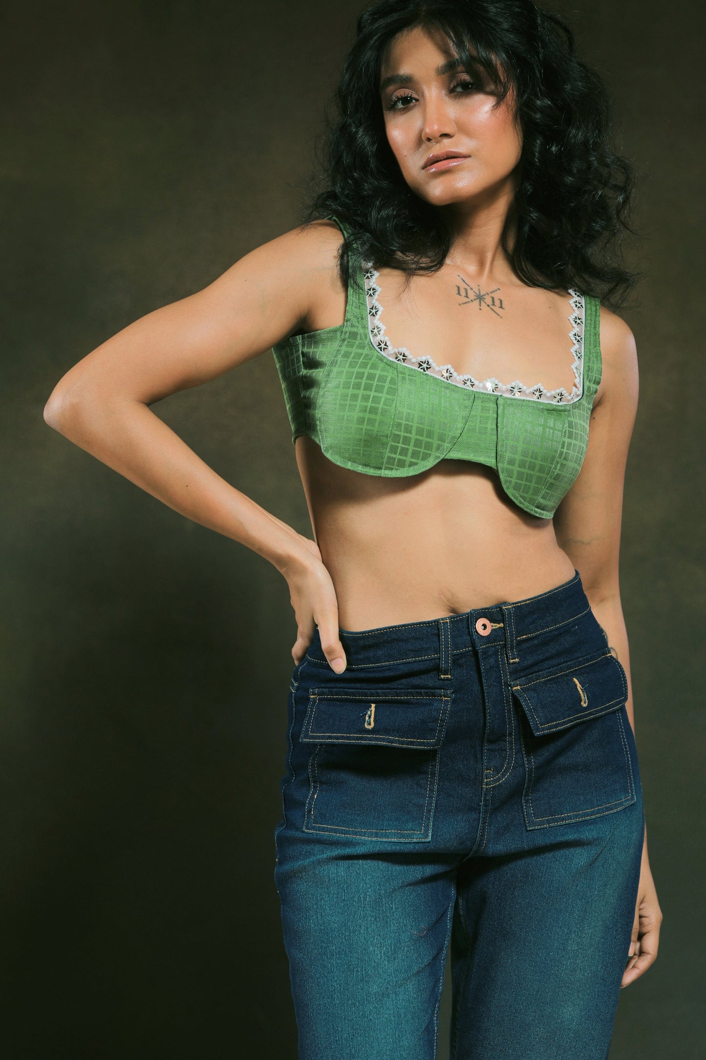 Yellow weekend wrap bralette by 66aura with adjustable straps and soft fabric, displayed on a white background.