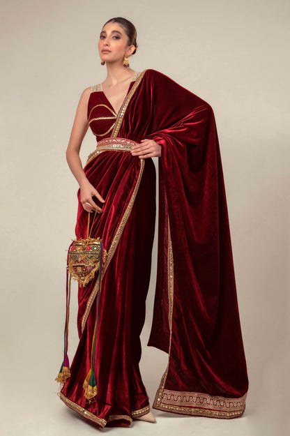 RUBY RUSH SAREE WITH MULBERRY MIST BLOUSE - 66Aura