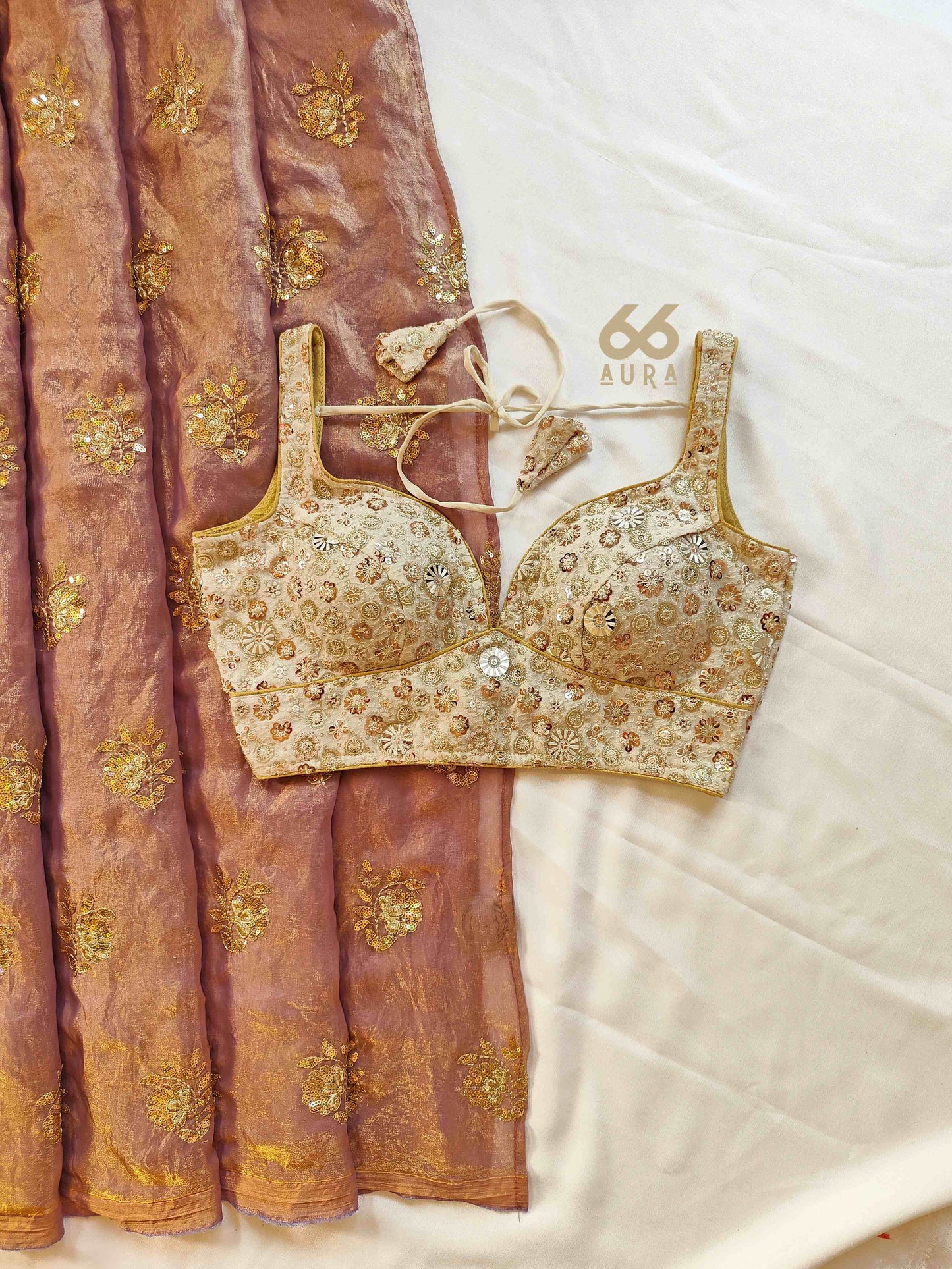 GLITZ AURA SAREE WITH GLAM AURA SLEEVELESS BLOUSE