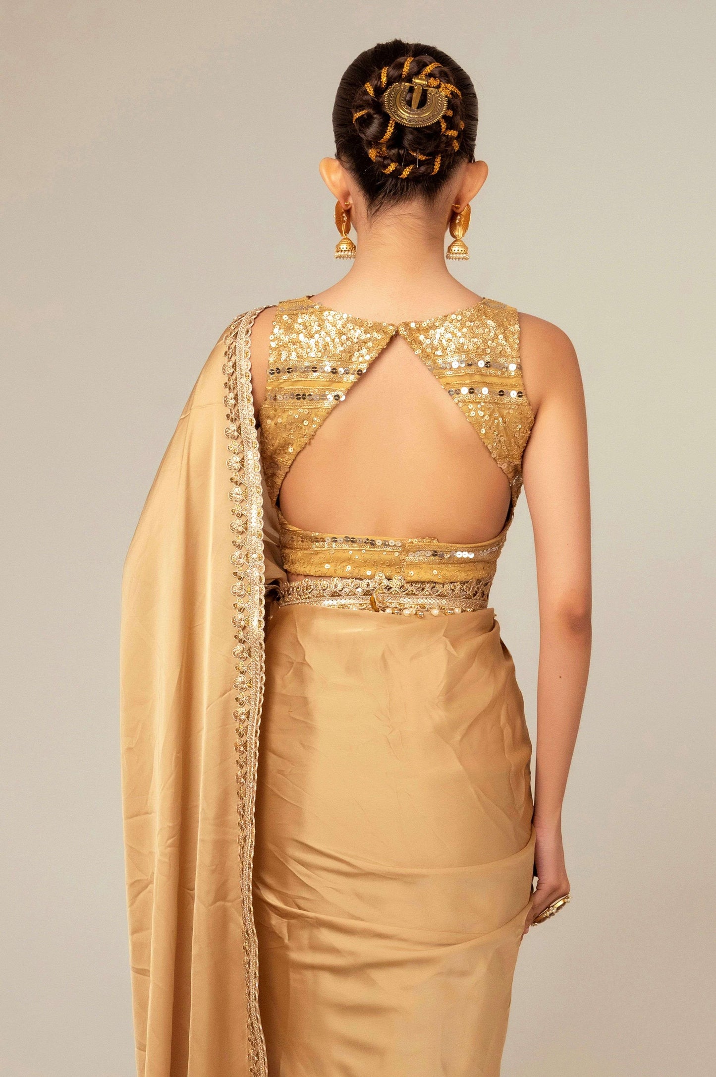 SEQUIN SPARK SAREE WITH LIME LIGHT BLOUSE - 66Aura