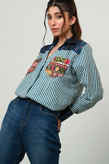 INDIGO ICON SHIRT - 66Aura