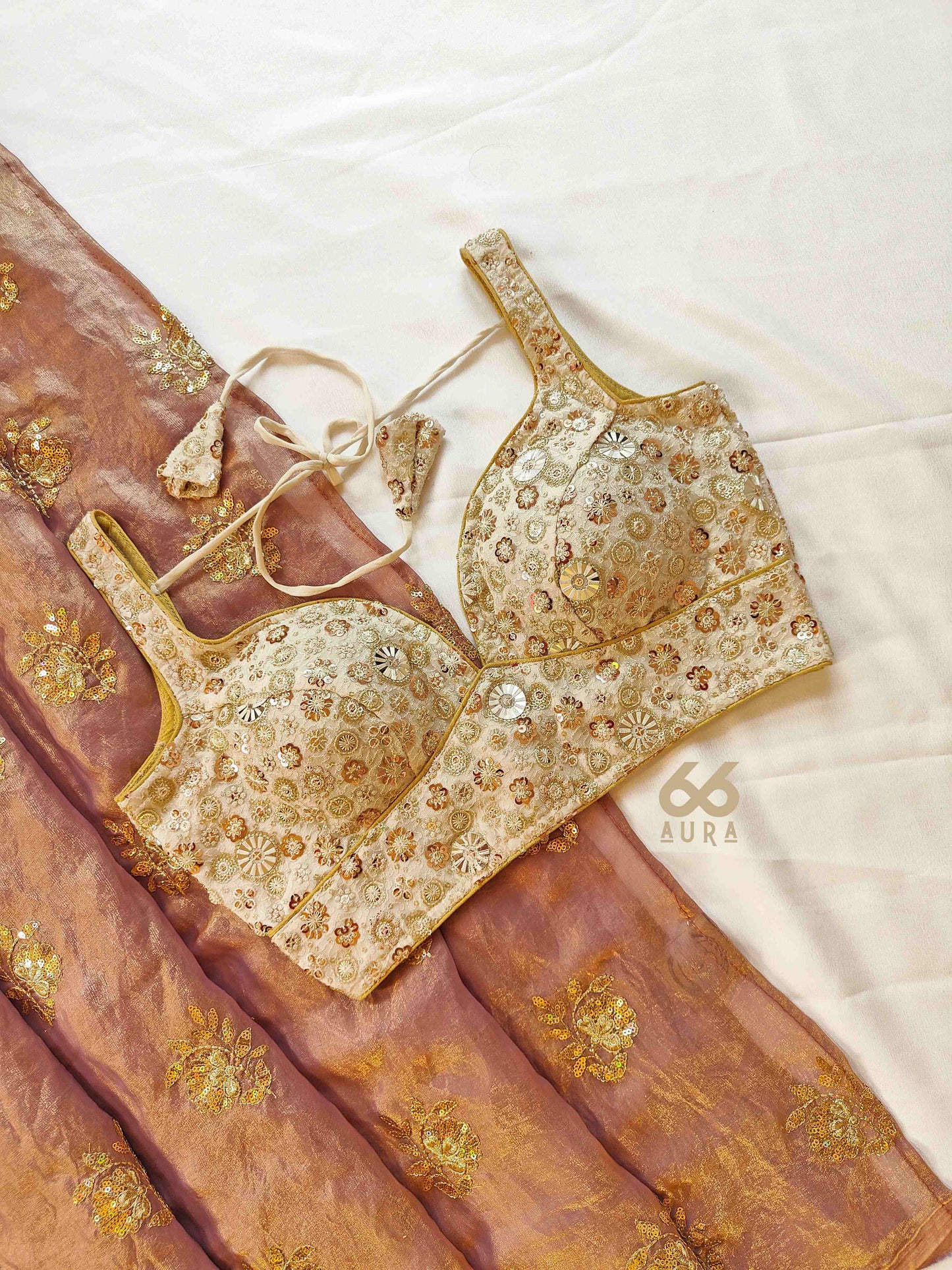 GLITZ AURA SAREE WITH GLAM AURA SLEEVELESS BLOUSE