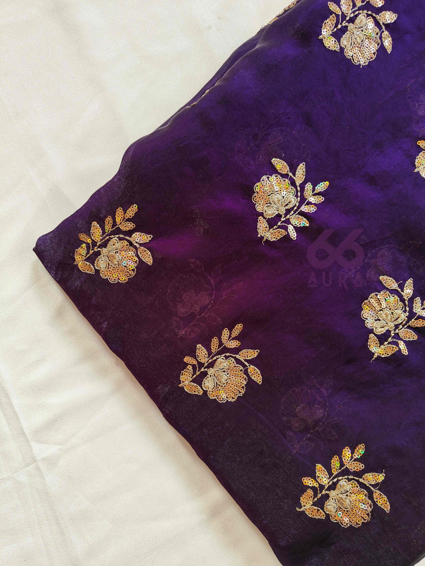 IMPERIAL AURA SAREE WITH OLD GOLD AURA SLEEVELESS BLOUSE