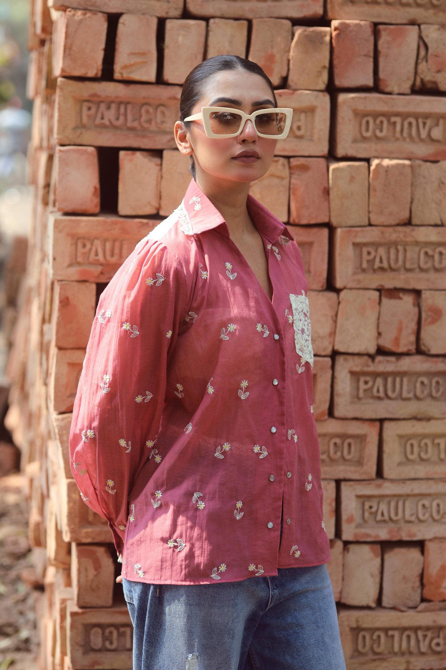 White cotton candy shirt by 66aura featuring a soft, breathable cotton fabric and a casual, stylish design.