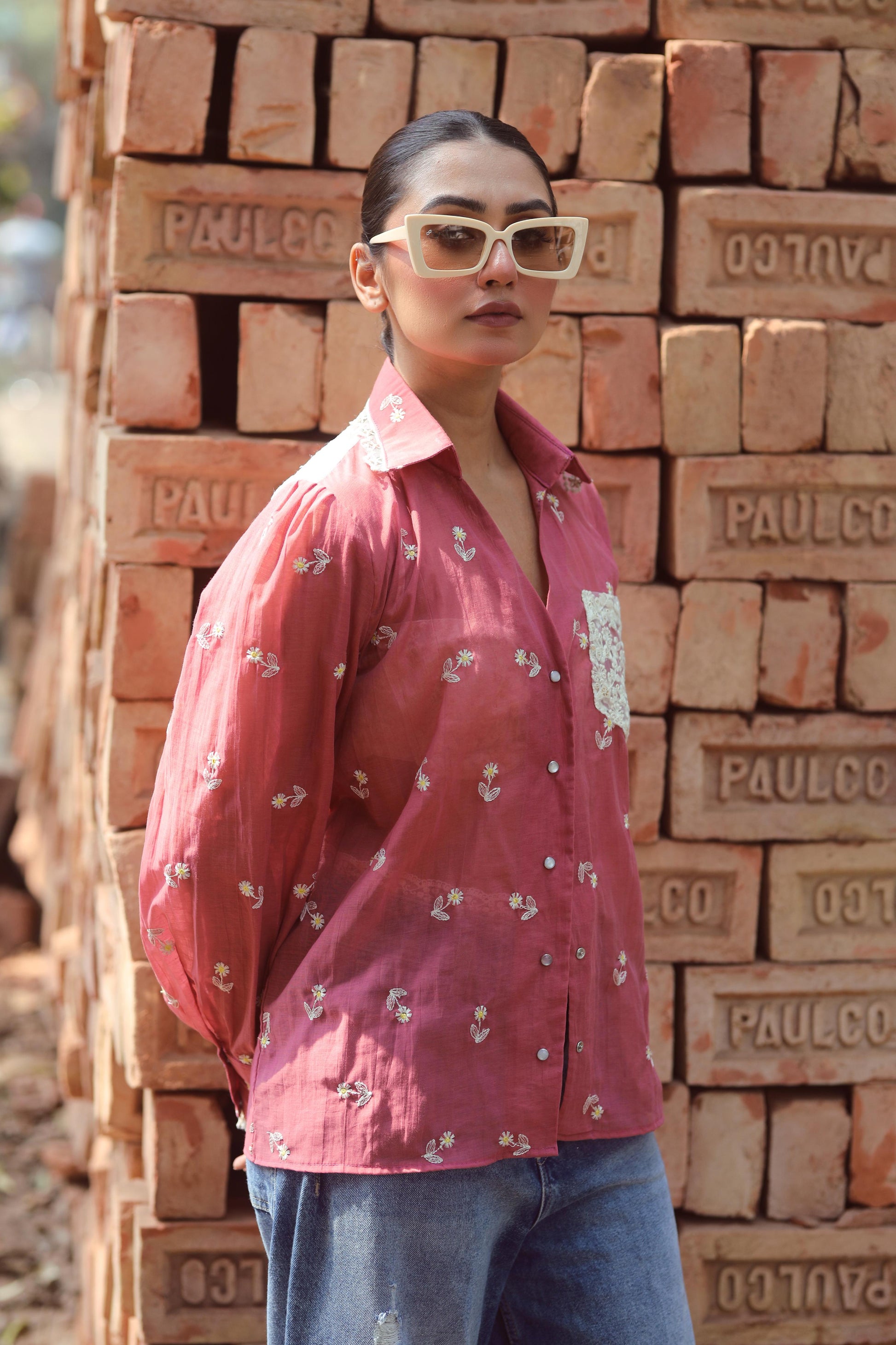 White cotton candy shirt by 66aura featuring a soft, breathable cotton fabric and a casual, stylish design.