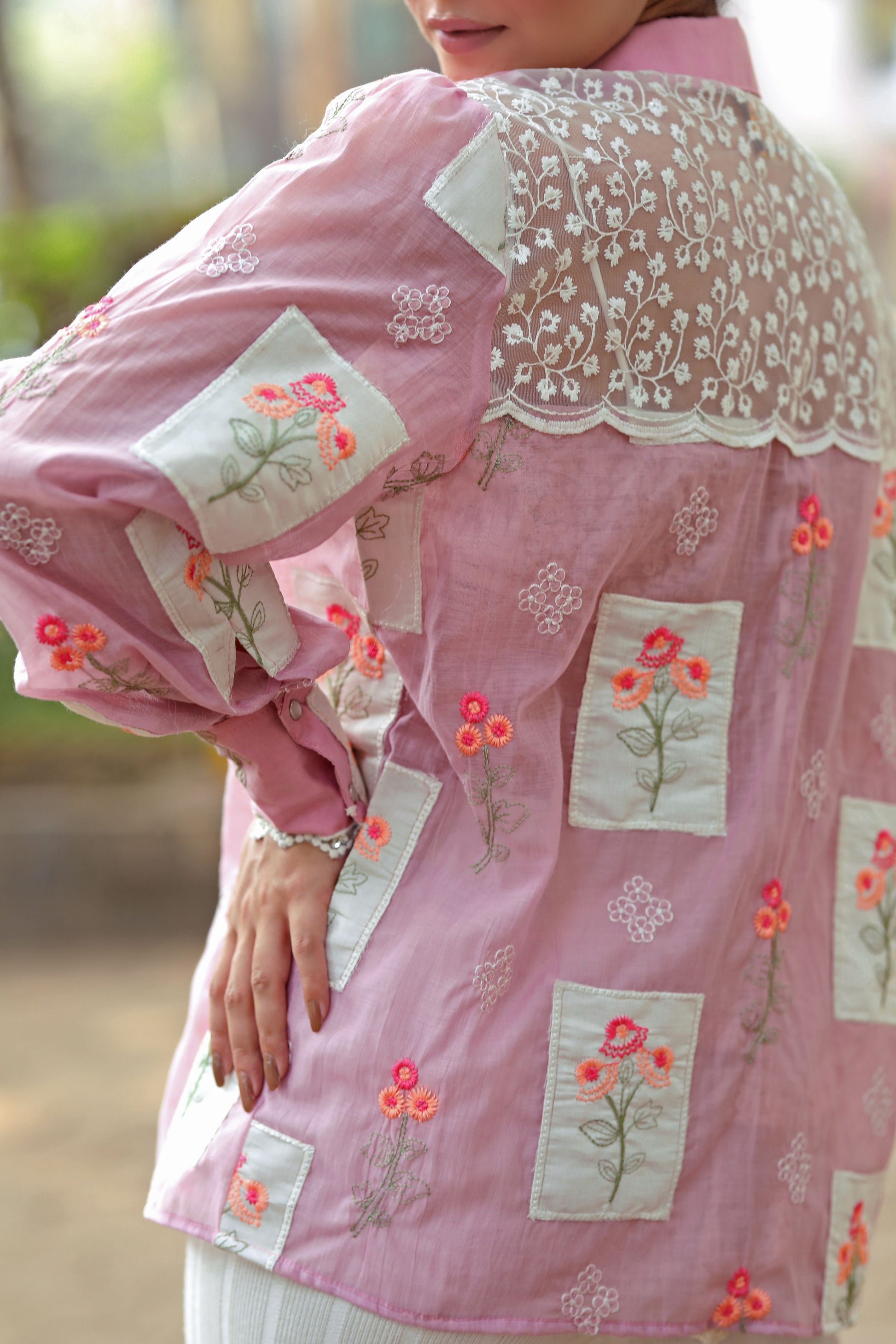 Lilac Loco Shirt by 66aura, featuring lightweight fabric and relaxed fit, displayed on a hanger with a neutral background.
