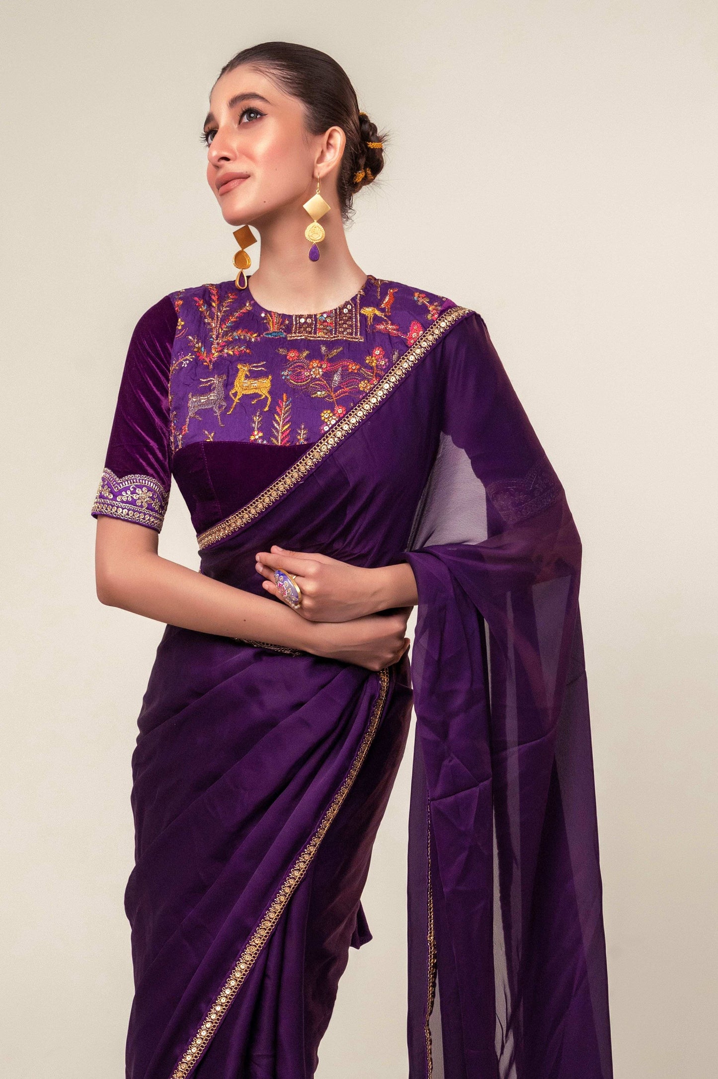 BOLD BLOOM SAREE - 66Aura