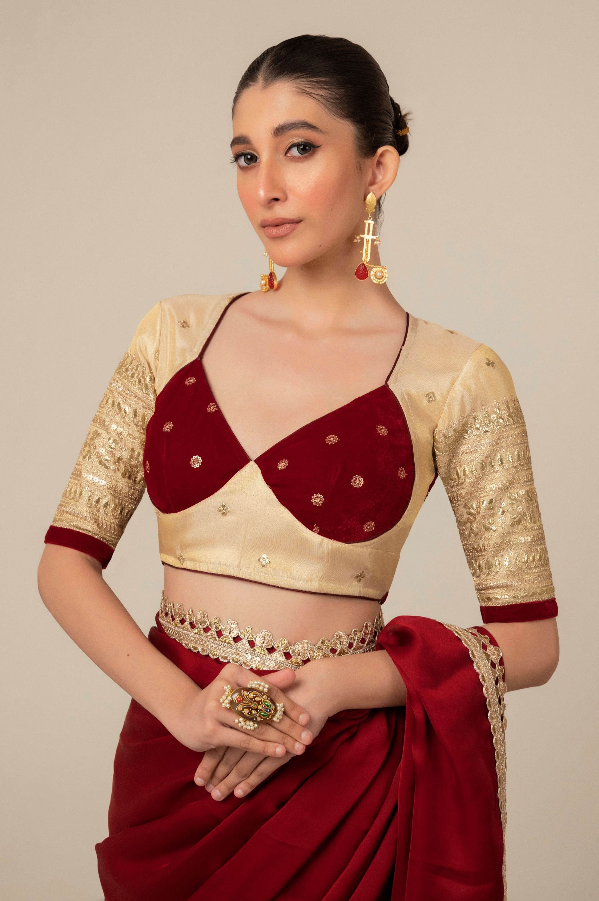 MOOD MUSE SAREE WITH CHERRY VANILLA BLOUSE - 66Aura