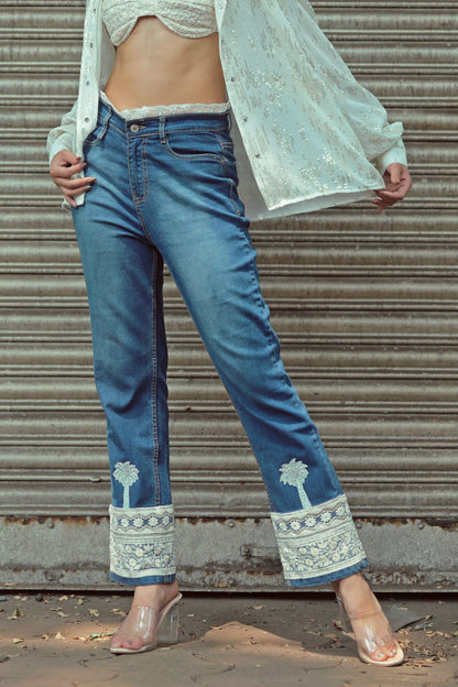 Hot Mess jeans by 66aura featuring distressed denim with a high-waist fit and trendy ripped details.