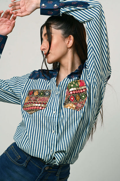 INDIGO ICON SHIRT - 66Aura